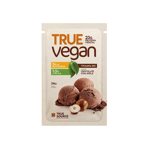 TRUE SOURCE | TRUE VEGAN Sabor Chocolate com Avelã Sachê (34 gramas)