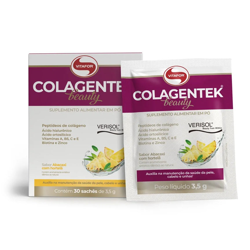 VITAFOR | Colagentek Beauty Sabor Abacaxi com Hortelã (30 Sachês)