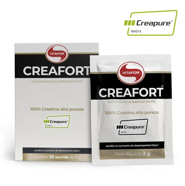 VITAFOR | Creatina Creafort com Selo Creapure (Caixa 30 sachês 3 gramas cada)