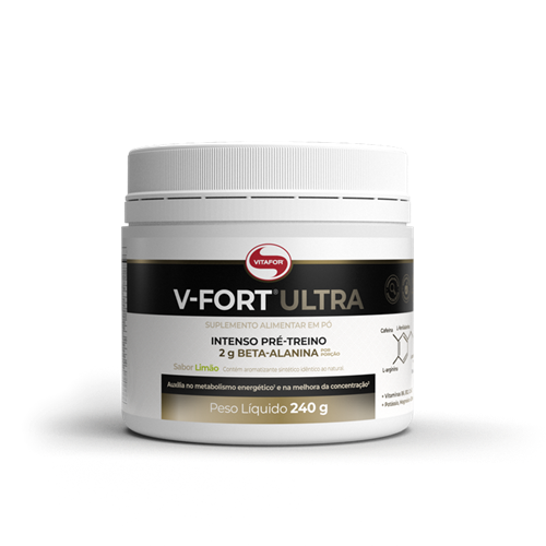VITAFOR | V-FORT Ultra Pré Treino Sabor Limão 30 doses (240 gramas)