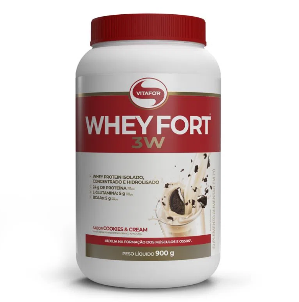 VITAFOR | Whey Fort 3W Sabor Cookies e Cream (900 gramas)