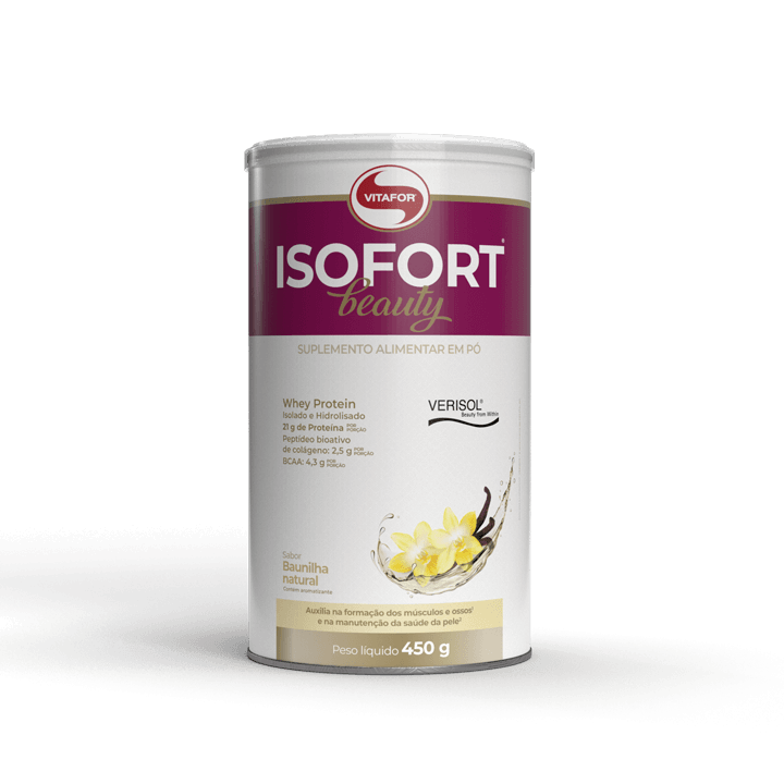 VITAFOR | Whey Isolado ISOFORT Beauty com Verisol Sabor Baunilha (450 gramas)