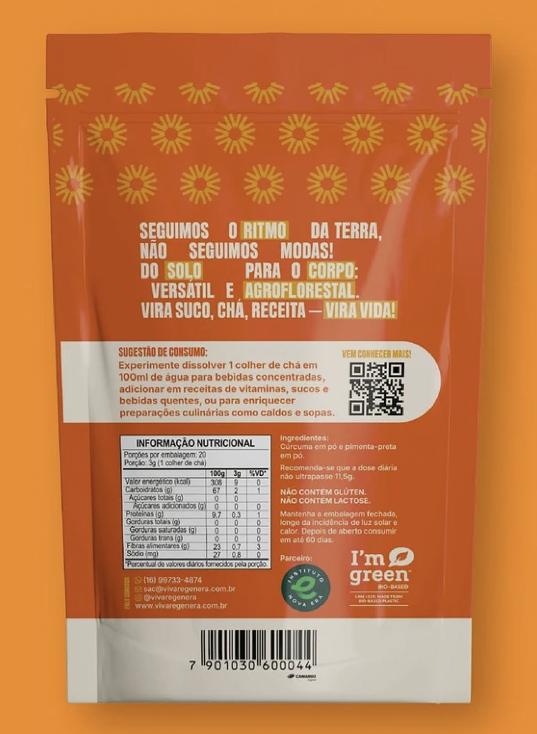 VIVA REGENERA | Cúrcuma Ativada da Floresta Com Pimenta (60 gramas)