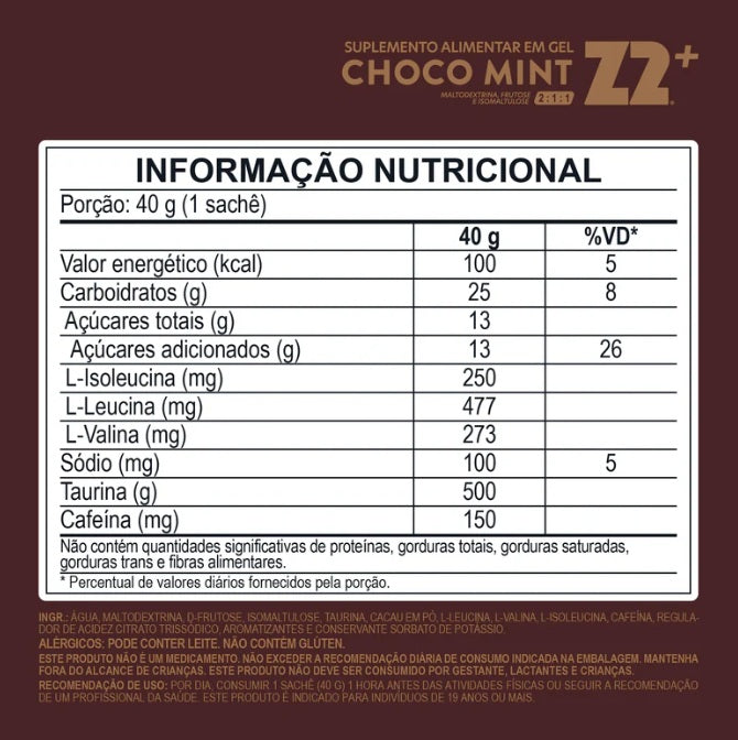 Z2 | Energy Gel Choco Mint Sachê (40 Gramas)